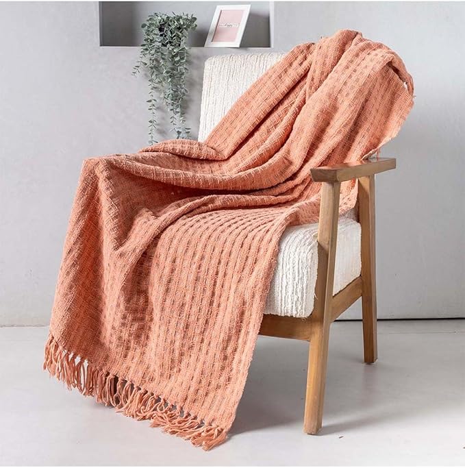 Folkulture Throw Blanket | (60 x 50) Chunky Knit Blanket for Bed, Couch | Boho Chenille White Thick Knitted Throw Blanket | Ultra Soft, Plush, Lightweight, Machine Wash, Giftable Throws