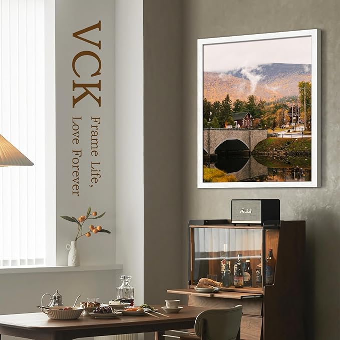 VCK 24x30 Poster Frame - Exclusive White Woodgrain, Solid Wood Picture Frames - Wall Hanging