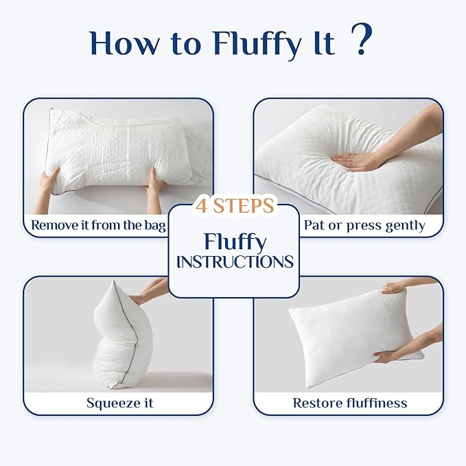 JOLLYVOGUE King Size Pillows Set of 2, Hotel Quality Down Alternative Bed Pillows for Side, Back, and Stomach Sleepers - Oeko-Tex Certified, 2 Pack