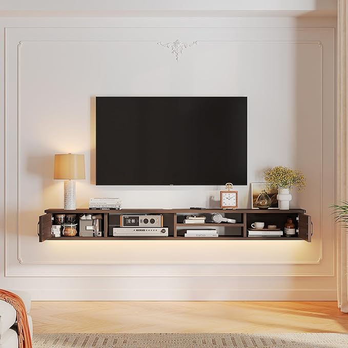 Floating TV Stand,51'' Wall Mounted TV Console,Floating TV Shelf,Wall TV Cabinet,Floating Entertainment Shelf,Walnut