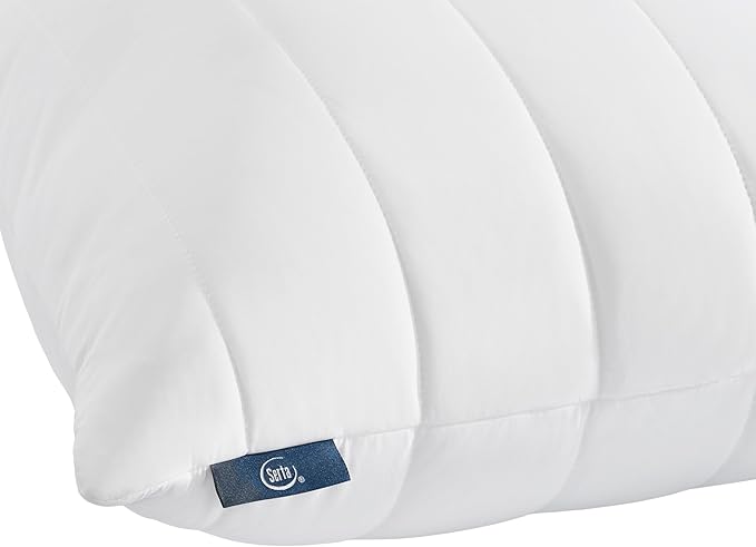 Serta Down Illusion Quilted Hypoallergenic Soft/Medium Bed Pillows for Side, Stomach or Back Sleepers (2 Pack), King, White Cooling