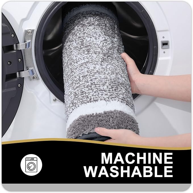 OLANLY Bathroom Rugs 30x20, Extra Soft and Absorbent Microfiber Bath Mat, Non-Slip, Machine Washable, Quick Dry Shaggy Bath Carpet, Suitable for Bathroom Floor, Tub, Shower (Medium, Charcoal)