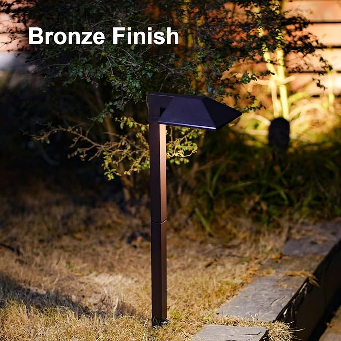GOODSMANN Low Voltage Landscape Path Lights 0.6W LED Sidewalk Landscape Lighting 22 Lumen Outdoor Electric Walkway & Pathway Lights Wired Bronze Finish 3100K Warm White with Cable Connectors
