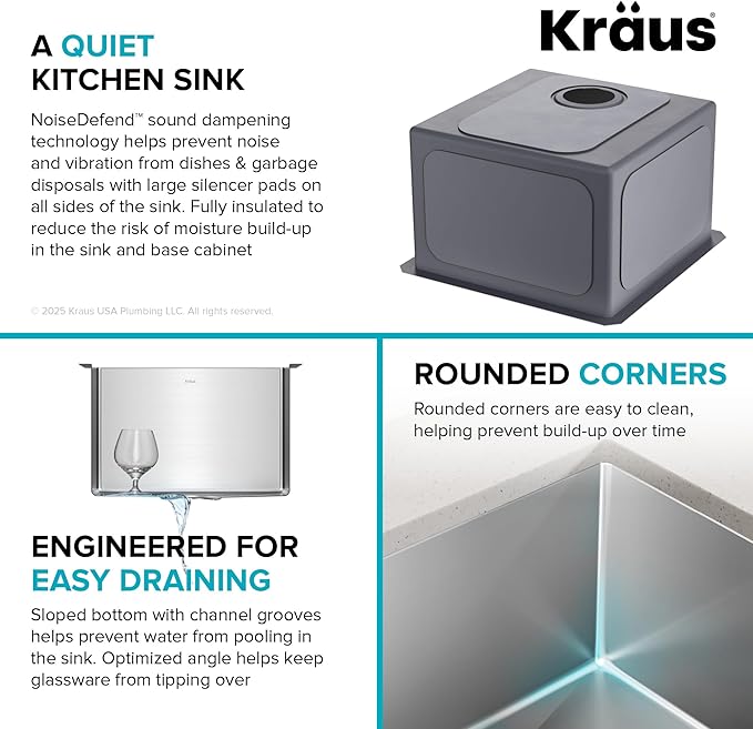 Kraus Kitchen Sink - Kraus Standart Pro 17-Inch Undermount Single Bowl, 16 Gauge Stainless Steel Kitchen Sinks, KHU101-17