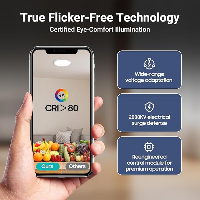 Ø15.8 Inch 32W 3520LM Dimmable LED Flush Mount Ceiling Light, 5 CCT Selectable (2700K-6500K), Ultra-Thin Round Fixture for Kitchen Bedroom Laundry Hallway, Black