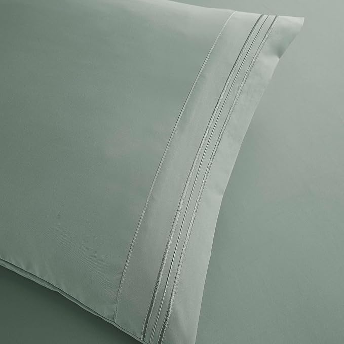 Clara Clark Bed Sheets, Premier 1800 Series Bed Sheet Set, Deep Pocket, Wrinkle, Fade, Stain Resistant, Luxury Soft Bedding Sheets & Pillowcases, Twin, Ice Green
