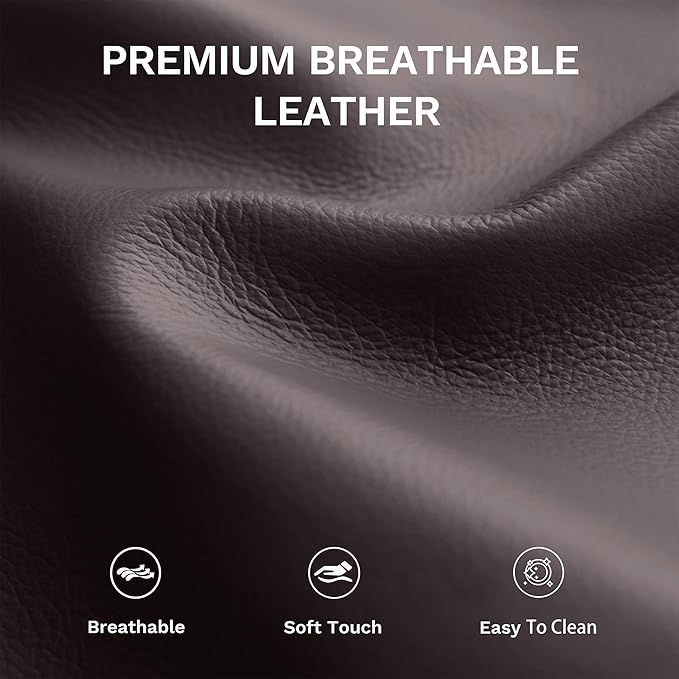 COLAMY Pushback Electric Recliner Chair, Premium Leather Upholstery with Adjustable Angles, Extra Lumbar Pillow, Built-in Charging Port, Business-Casual Style for Living Room（Brown