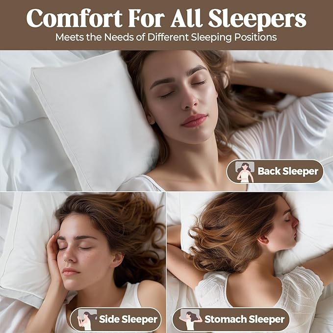 Goose Feathers Down Pillows, Pillows King Size Set of 2, 100% Cotton Cover,Gusseted Hotel Collection Bed Pillow for Back, Stomach or Side Sleepers