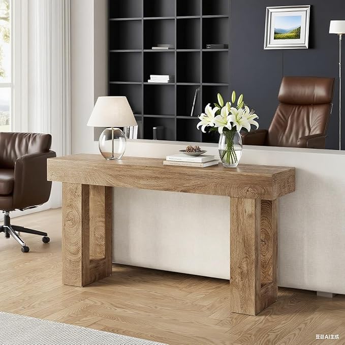63-Inch Long Console Table, Wooden Rectangular Sofa Table Behind The Couch, Farmhouse Entryway Table for Entrance, Hallway