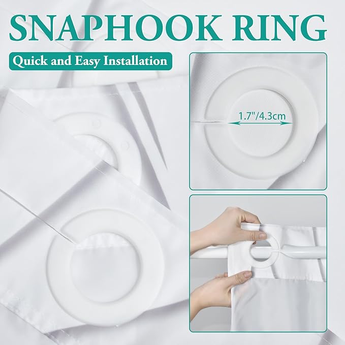 No Hook Grey Shadow Striped Stall Shower Curtain with Snap in Fabric Liner Set - Hotel Shower Curtain and Liner Set with See Through Mesh Top Window,Machine Washable, 54x80 INCH