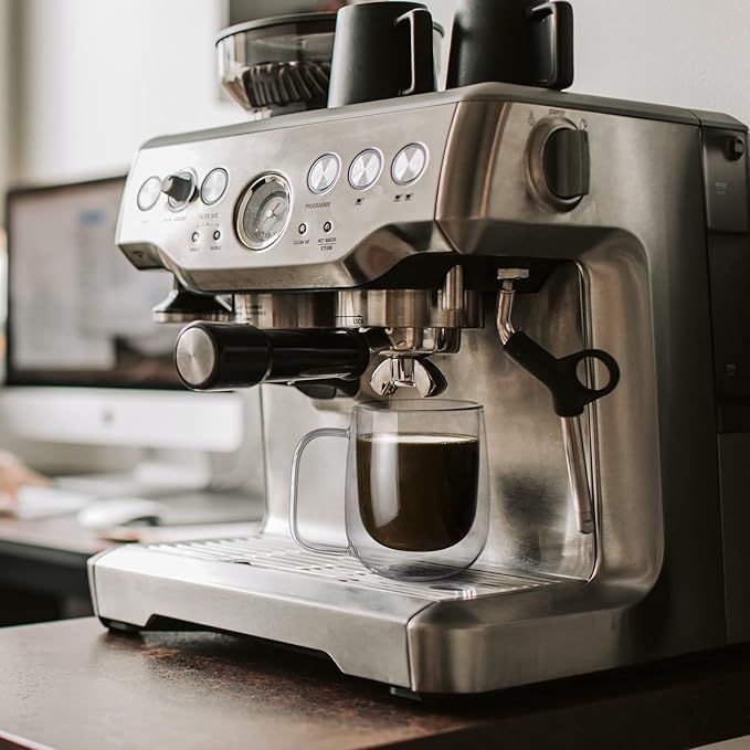 Glass Coffee Mug, 8.5 oz Double Walled Insulated Cup Heat-resistant for Tea Coffee Latte Cappuccino Espresso Iced Tea Dishwasher & Microwave Safe, Set of 1 (Round)