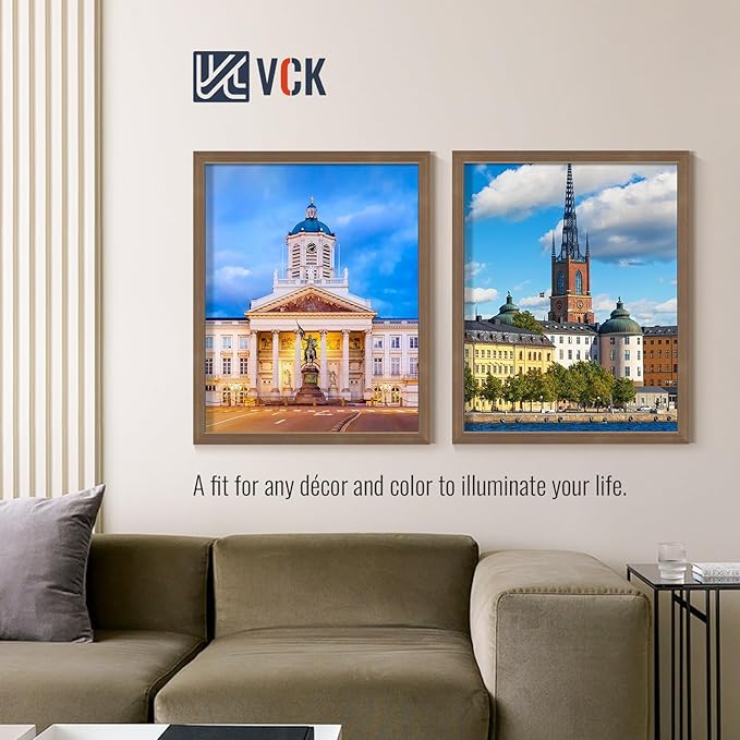 VCK 24x30 Brown Poster Frames 3 Pack, High-End Wood Wide Border Picture Frame,Multi-Directional Display Family Photos, Office Prints, Studio/Gallery/Home Artwork