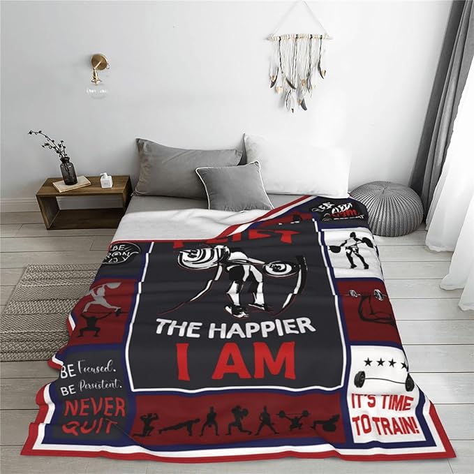 Wsradto Weightlifting Blanket Weightlifting Throw Blanket Fitness Sport Throws Gym Lover Gifts for Men Women Girls Fleece Flannel Plush Blankets Decor for Bed Sofa Stadium Gymnasiumr 40"X50"
