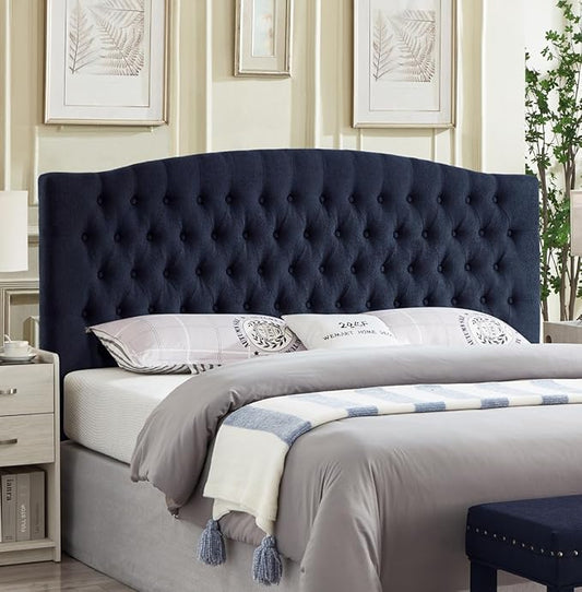 24KF Boucle Upholstered Tufted Button King Headboard and Comfortable Fashional Padded King/California King Size headboard,6025-K-Boucle-Navy Blue