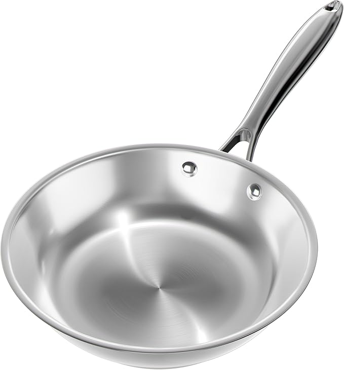 Verel Stainless Steel Frying Pan - 10 Inch Fry Skillet Stainless Steel Pan, Dishwasher and Oven Safe Cookware