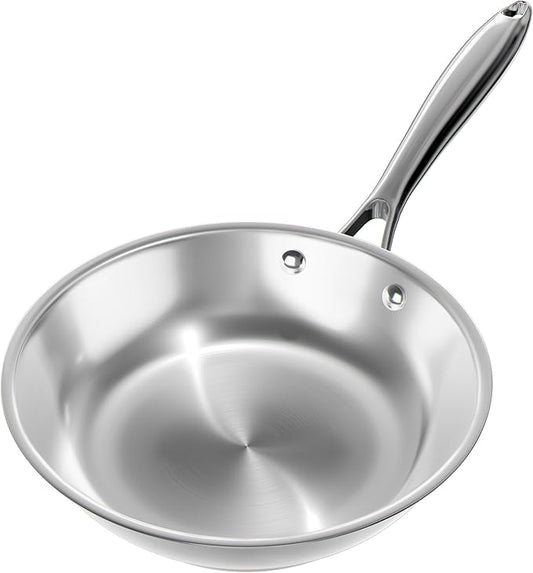 Verel Stainless Steel Frying Pan - 10 Inch Fry Skillet Stainless Steel Pan, Dishwasher and Oven Safe Cookware