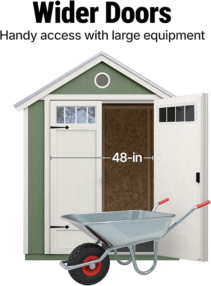 Handy Home Products Garden Shed 6x8 Do-it-Yourself Wooden Storage Shed with Metal Roof- Does not Include Floor kit or Paint