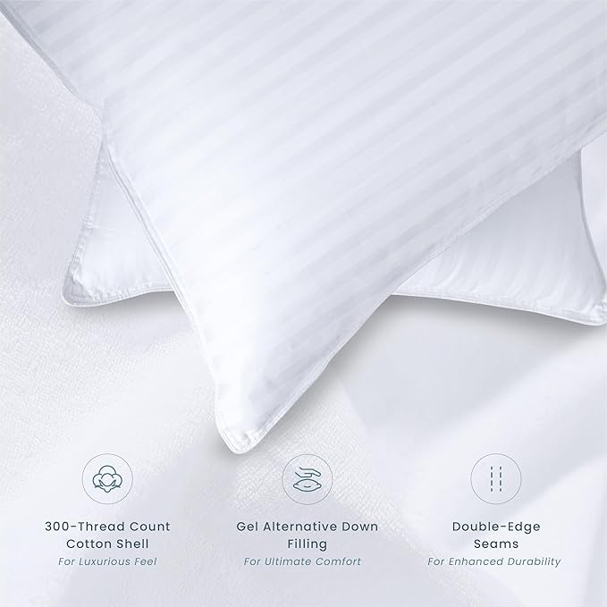 Threadmill Soft Bed Pillows King Size Set of 2 | Down Alternative Cooling Soft Pillows for Sleeping | 20 x 36 Hotel, King Size Pillows 2 Pack for Back, Stomach or Side Sleepers