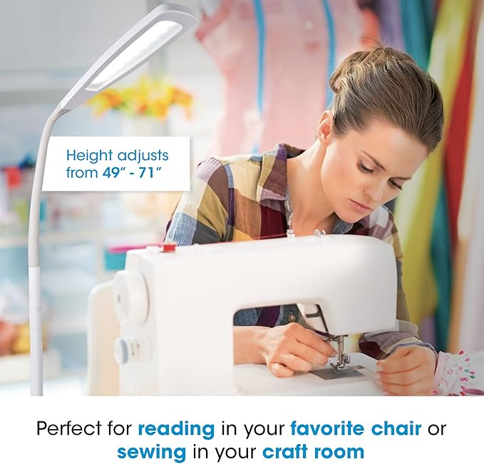 OttLite ClearSun Flex LED Floor Lamp with LED Technology - Touch Activated Controls, Adjustable Neck, Smart Memory Feature - Great for Office, Home, Dorm, Bedroom, College, & Living Room