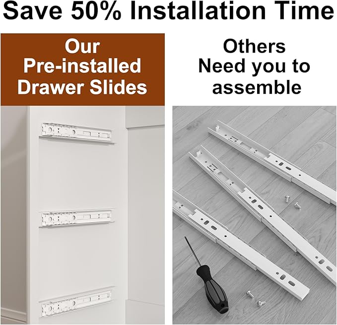 3 Drawer Dressers for Bedroom, 32" Large Wood Storage Dresser & Chest of Drawers with Charging Station, Wide Modern Dressers with 3 Drawer Storage Organizer for Bedroom Living Room Closet, White
