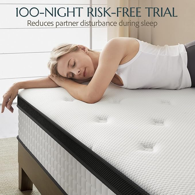 King Size Mattress 12 Inch Deluxe Hybrid Mattresses Without Fiberglass, Medium Firm with Cooling Gel Memory Foam and Pocket Coil for Pressure Relief, Motion Isolation, Edge Support, CertiPUR-US