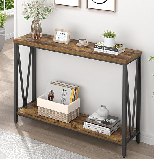 EXCEFUR Entryway Table, Narrow Sofa Console Tables Behind Couch, Modern Entry Table for Hallway Entrance Living Room, Rustic Brown