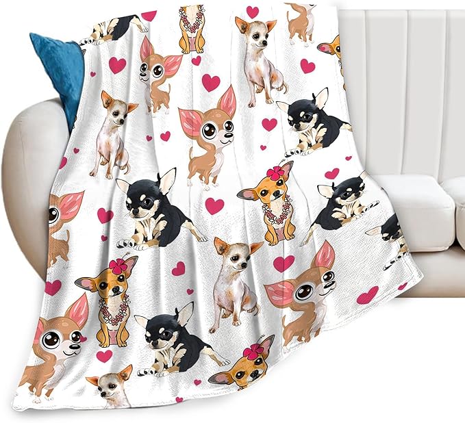 Chihuahua Dog Blanket Chihuahua Gifts for Girls Women Chihuahua Lovers Chihuahua Throw Blanket Kids Adults Soft Warm Cozy Fleece Blanket for Couch Sofa Bed 50""x60"", Dogs D1