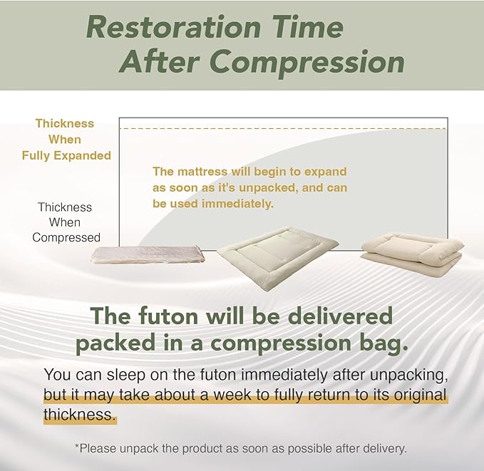 MORIRIN Japanese Futon Floor Mattress, Firm-Core SHIKIBUTON, Made in Japan, Full