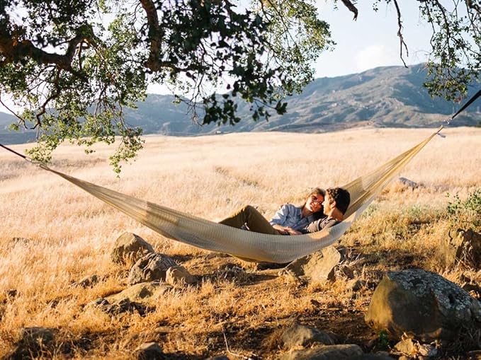 Handwoven Hammock by Yellow Leaf Hammocks - Double Size, Fits 1-2 PPL, 400lb max - Weathersafe, Super Strong, Easy to Hang, Ultra Soft, Artisan Made - Color: Natural Khaki