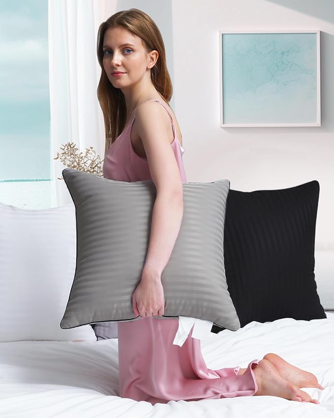 Pillow Insert Set of 4, Soft Virgin Microfiber Square Throw Pillow Inserts for Living Room, Couch Bed Pillows, Down Alternative Filled, 16x16 Inch(40x40cm White