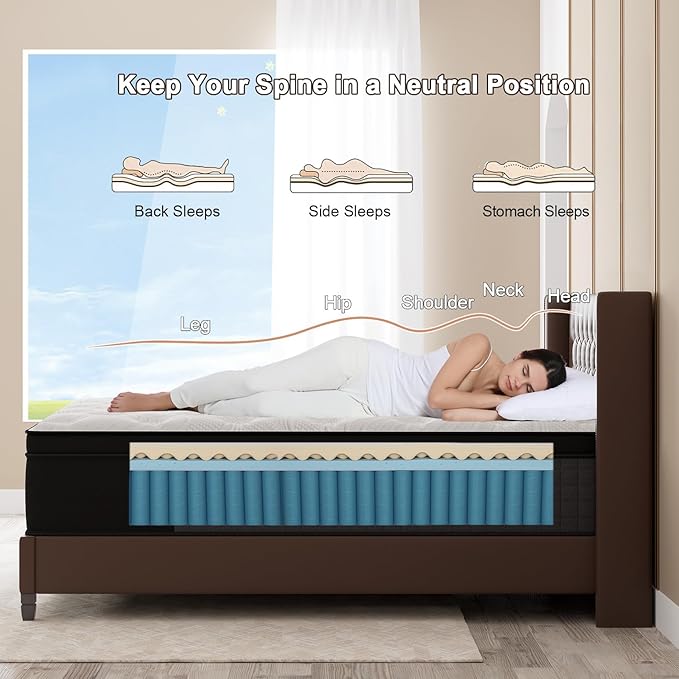 Queen Hybrid Mattress 10 Inch with Gel Memory Foam and Individually Pocket Innerspring Euro Top Mattresses Medium Firm for Motion Isolation, Edge Support