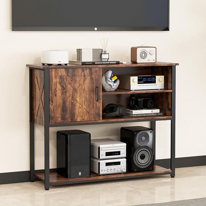 41" Console Table with Storage Shelf, Entryway Table with Storage, Behind Couch Table, Sofa Table for Entryway, Hallway, Living Room, Foyer, Kitchen, Rustic Brown