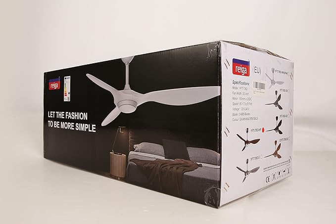 reiga 52 Inch ETL Listed High CFM Quiet DC Motor Smart Ceiling Fans with Lights Remote Control, Indoor 3 Blade Modern Ceiling Fan for Living Room Bedroom Farmhouse