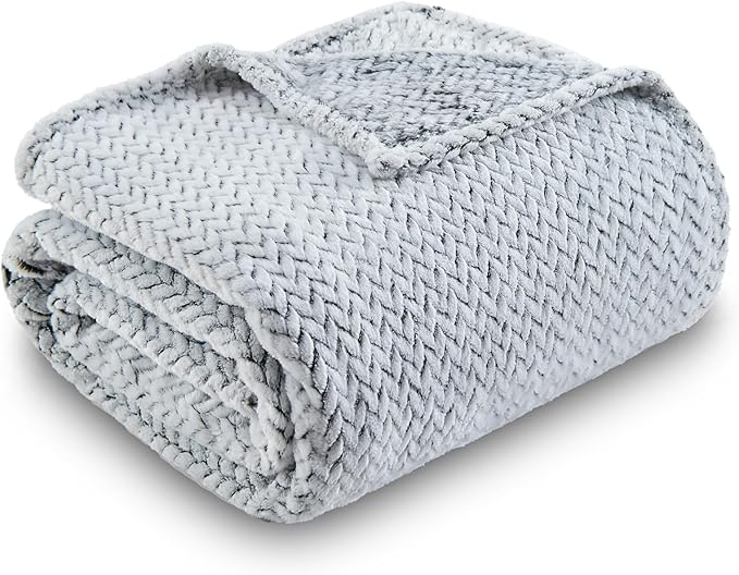 NEWCOSPLAY Super Soft Twin Blanket Frosty Dark Grey Premium Silky Flannel Fleece Leaves Pattern Lightweight Bed Blanket All Season Use (Frosty Dark Grey, Twin(60"x80"))