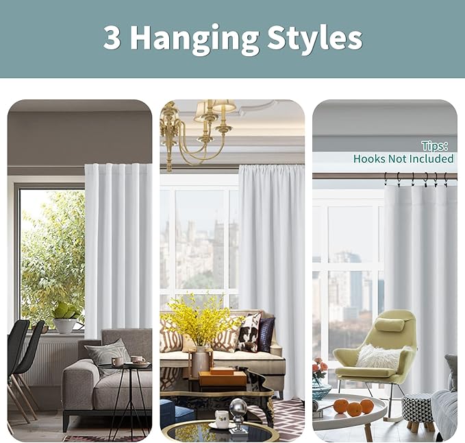 BGment Greyish White 100% Blackout Curtains for Bedroom, 84 inch Panels Black Out Rod Pocket and Back Tab Double Layer Room Darkening Living Room Drapes with Thermal Liner, 2 Panels,38 x 84 Inch