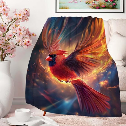 Cardinal Bird Blanket, Cardinal Gift for Women and Men, Soft Fleece Bird Blanket, Cozy Plush for Bedroom and Living Room Decor, 50x60 Inches