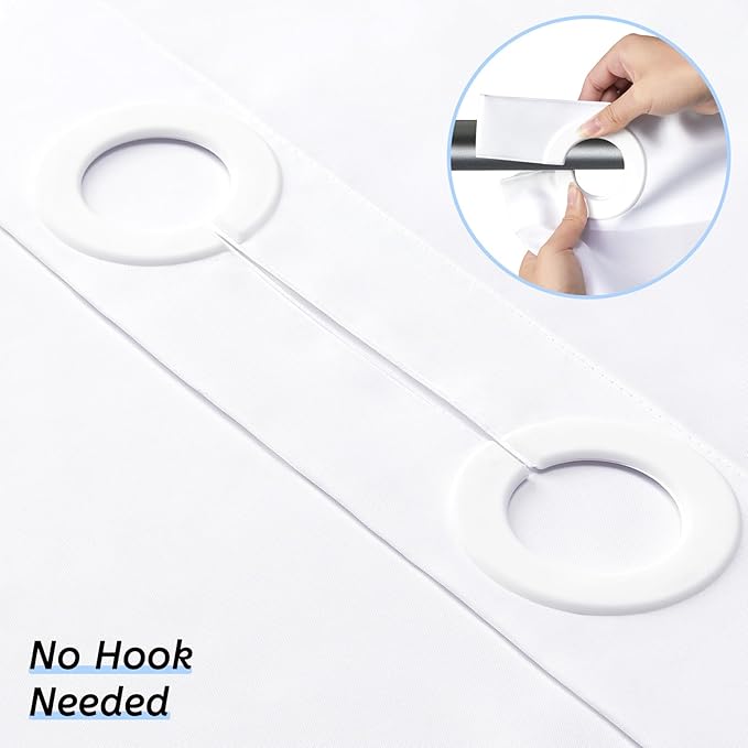 Furlinic Stall No Hook Long Shower Curtain,Small Narrow Fabric Cloth Bathroom Curtain with 6 Plastic Built-in Grommets,Waterproof & Machine Washable,Hotel Style,White,48x84 Inch