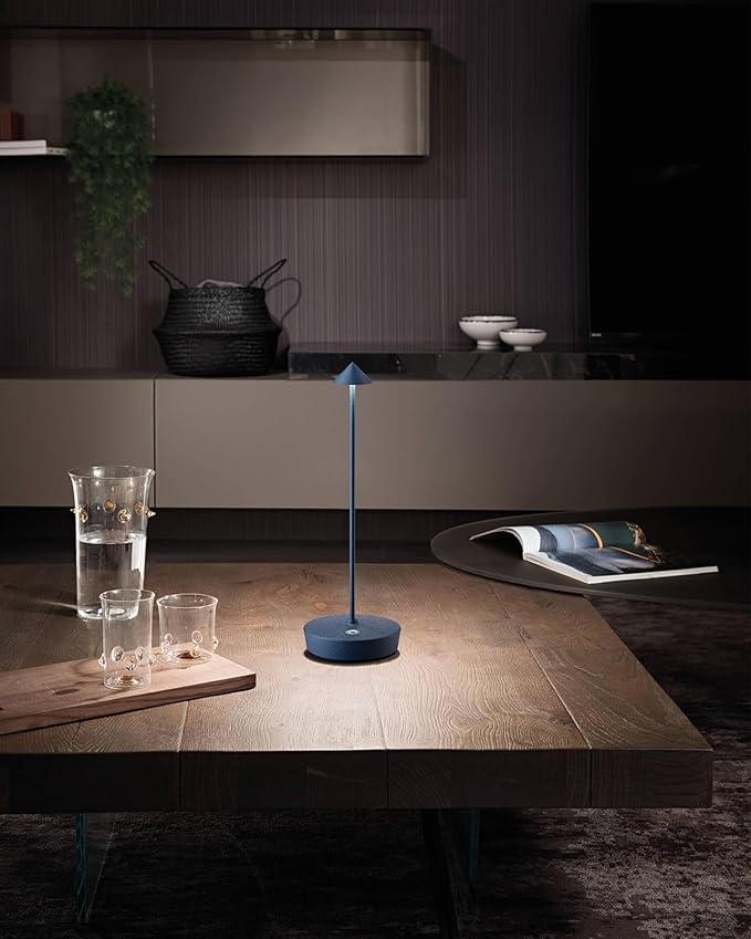 Cordless Table Lamps Rechargeable, 6000mAh Battery Operated LED Desk Lamp Outdoor Waterproof Portable Touch Dimmable Table Light for Patio Restaurant Dining Home Set of 2 Blue