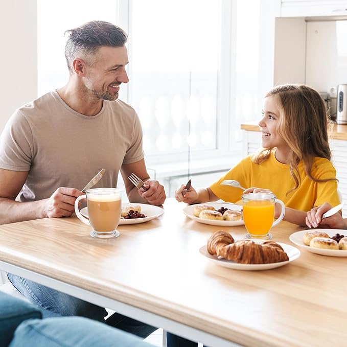 Glass Coffee Mugs Set of 2,15 OZ Lead-free Clear Coffee Cups For Cappuccino,Latte,Tea,Glass Coffee Cups with handles