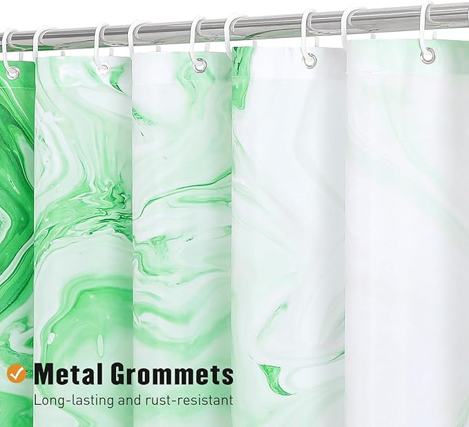 MitoVilla Emerald Green Marble Shower Curtain, Modern Ombre Fabric Cloth Shower Curtains for Luxury Bathroom Decor, Abstract Watercolor Shower Curtain, 72x72