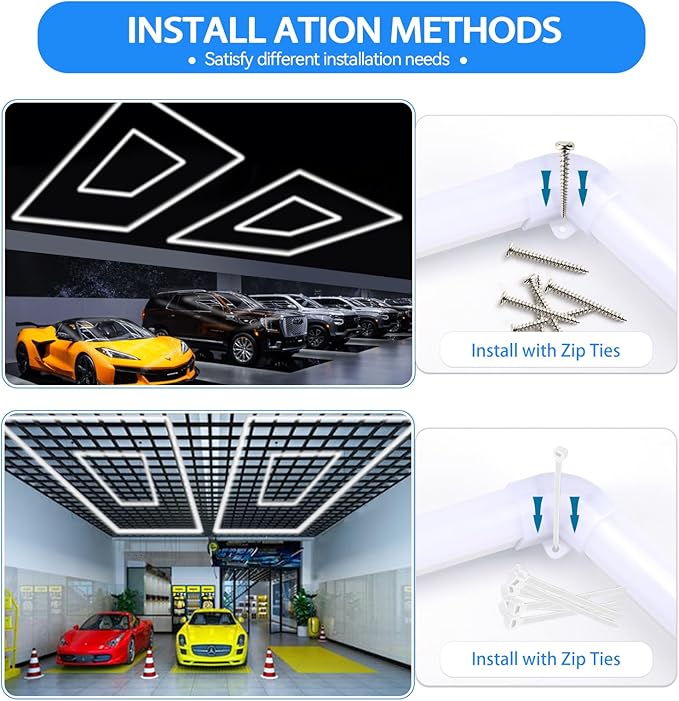 LED Garage Lights Fixture: High Brightness 39000LM LED Garage Lighting Ceiling LED Light, Updated 44.8 inch Large Size Rectangle Light for Garage Shop Workshop Gym Car Detailing