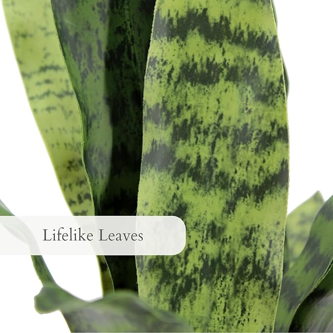 CG Hunter Faux Snake Plant & Fern, Set-of-2 Premium Artificial Indoor Plants, Enhances Interior Design, Lifelike-Leaves Create Realistic Natural Appearance, Grey Planter Pot Included