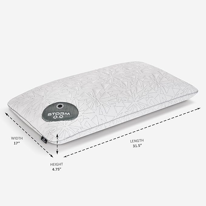 Bedgear Storm King Performance Pillow - Size 0.0 - Cooling Bed Pillow for Hot Sleepers - Medium Pillow for All Sleep Positions, Hypoallergenic, Washable & Removable Cover - 20" W x 36" L x 4.75"