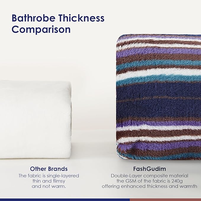 FashGudim Mens Robes Big and Tall Full Length Plush Fleece Long Robe for Men Bathrobe Shawl Collar Warm Winter House Robes