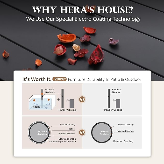 HERA'S HOUSE 9 Pieces Patio Dining Sets for 8, Outdoor PE Rattan Chairs and Extendable Metal Dining Table with 1.57" Umbrella Hole, Modern Outdoor Dining Table Set for Deck, Balcony, Backyard, Garden