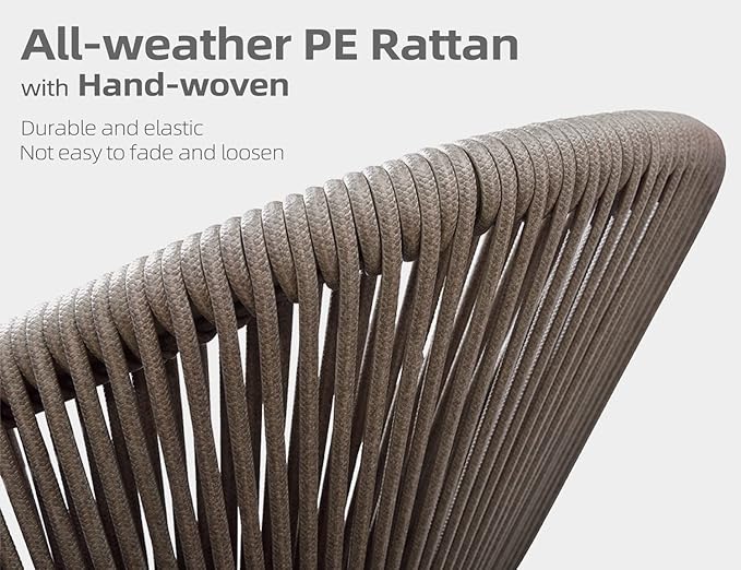 PURPLE LEAF 5 Pieces Outdoor Dining Set All-Weather Wicker Outdoor Patio Furniture with Table All Aluminum Frame for Lawn Garden Backyard Deck Patio Dining Set with Cushions, Grey