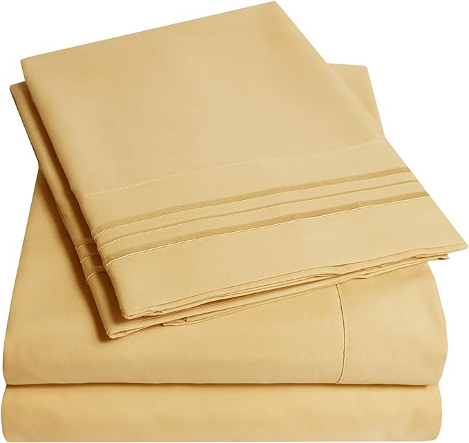 Sweet Home Collection Bed Linen Set - 3Pc Camel Microfiber Sheet Set for Twin XL Mattress - Deep Pocket, Wrinkle & Fade Resistant