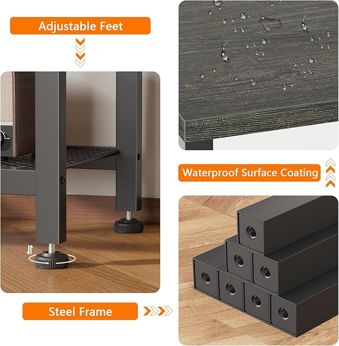 Furologee TV Stand, 43 Inch Entertainment Center with 3-Tier Storage Shelves, Industrial Media Console Table for TVs up to 50 Inch, Television Stands for Living Room, Bedroom, Light Black Oak