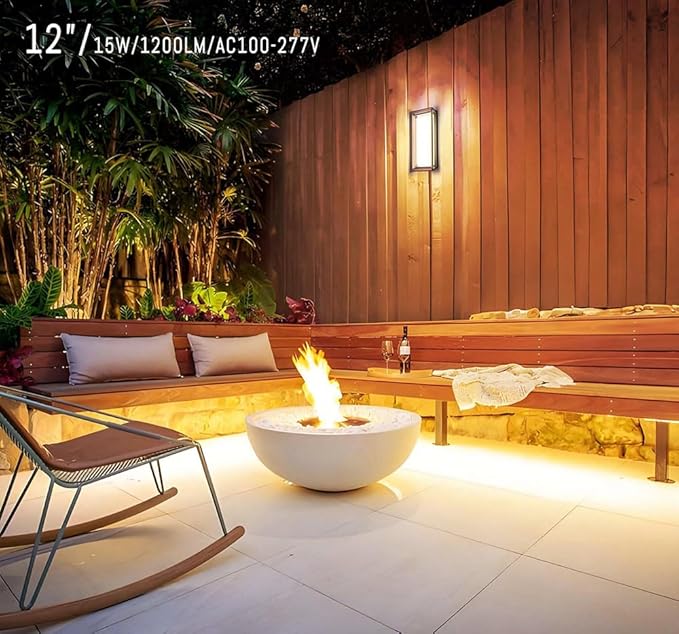 Color Changing Outdoor Wall Lights, Ambiance Exterior Wall Lights Up Down Lights Outdoor, Waterproof Square Porch Lights 2.4GHz WiFi APP Control Outdoor Light Fixture for Home Theater