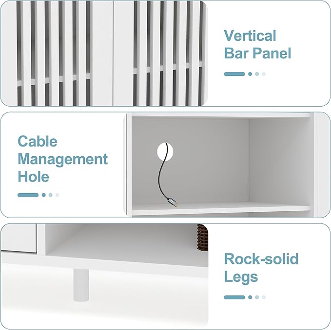 Entertainment Center with Bookshelves, Farmhouse TV Stand for 70 Inch TVs, TV Stands for Living Room w/Adjustable Shelves & Storage Cabinet, Modern Console Cabinet for Bedroom Home Theater